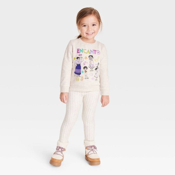 Toddler Girls' Disney Encanto Printed Pullover Sweatshirt Beige 3T - Picture 4 of 7